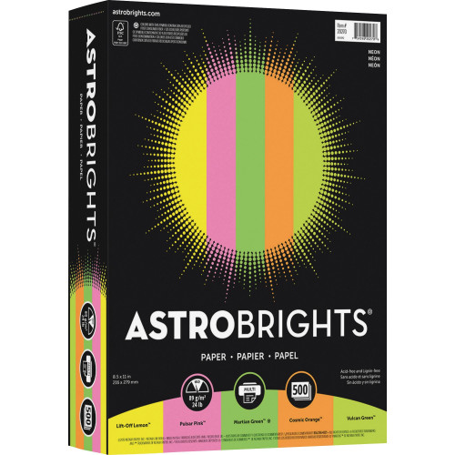 Astrobrights 20270 Color Paper - "Neon" 5-Color Assortment