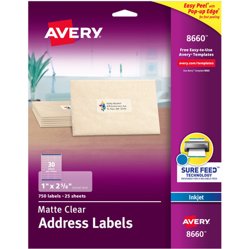 Avery 8660 Easy Peel Inkjet Printer Mailing Labels