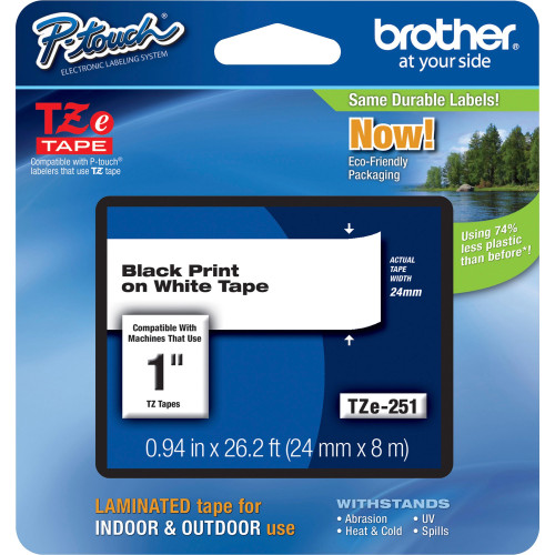 Brother TZE251 P-touch TZe 1" Laminated Tape Cartridge