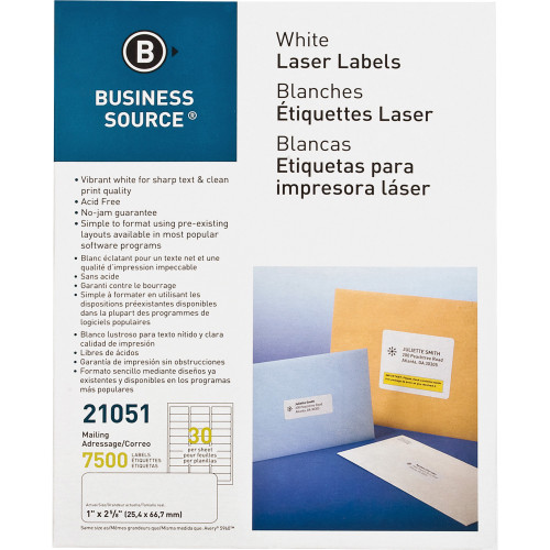 Business Source 21051 Bright White Premium-quality Address Labels