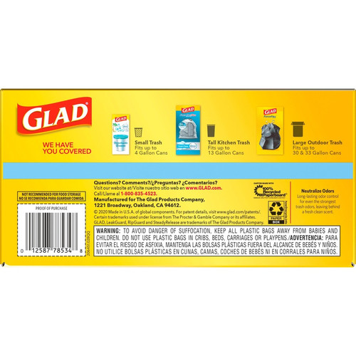 Glad Small Kitchen Drawstring Trash Bags - CLO79114 