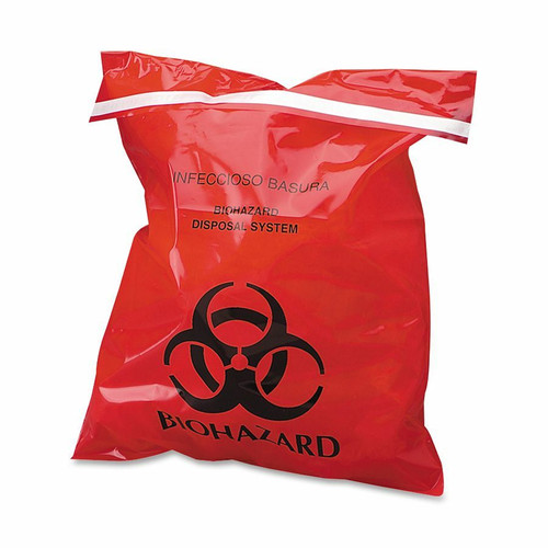 CareTek CTRB042910 Stick-On Biohazard Infectious Red Waste Bags