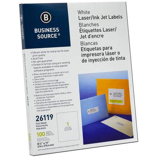 専用ページ ホワイト Business Source 26119 Full Sheet 8-1/2 x 11
