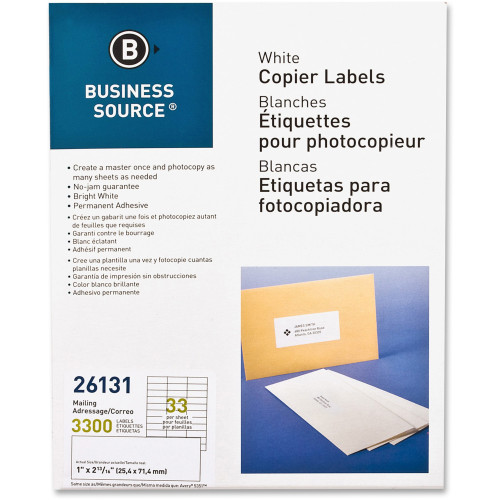 Business Source 26131 Bright White Copier Labels