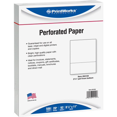 Printworks 04124 Pre-Perforated Paper for Invoices, Statements, Gift Certificates & More