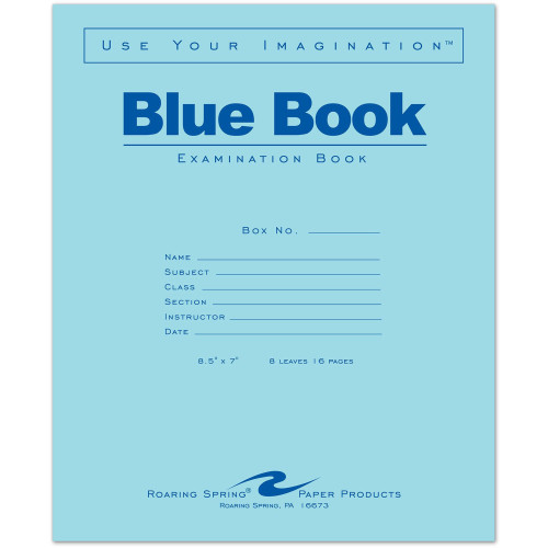 Roaring Spring 77512EA Blue Book 8-sheet Exam Booklet