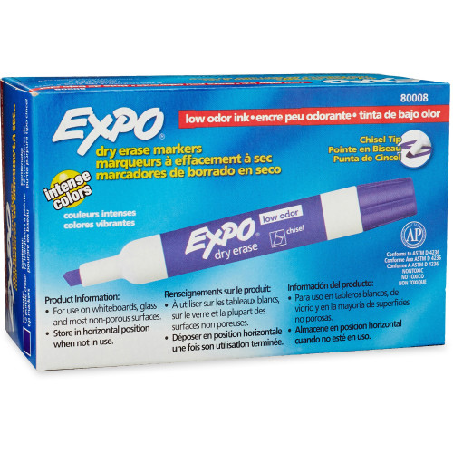 Expo 80008 Low Odor Dry Erase Markers, Purple Ink, Chisel Tip