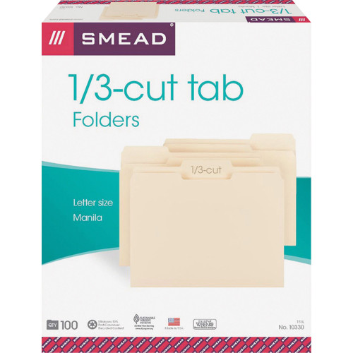 Smead 10330CT File Folders with Single-Ply Tab