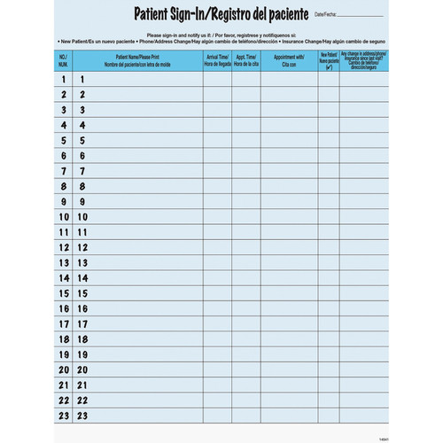 Tabbies 14541 Patient Sign-in Label Forms