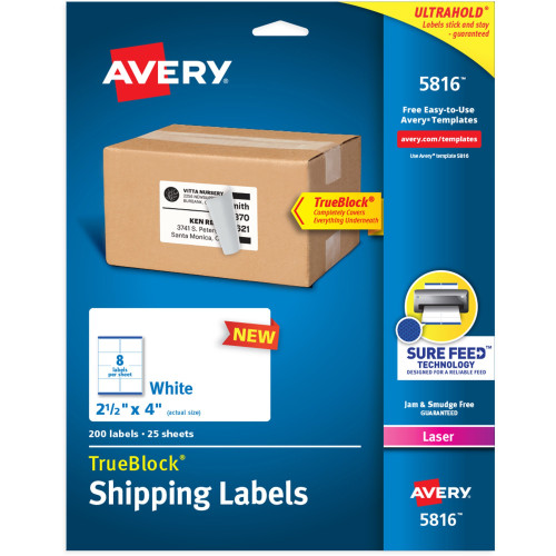 Avery 5816 TrueBlock Shipping Labels