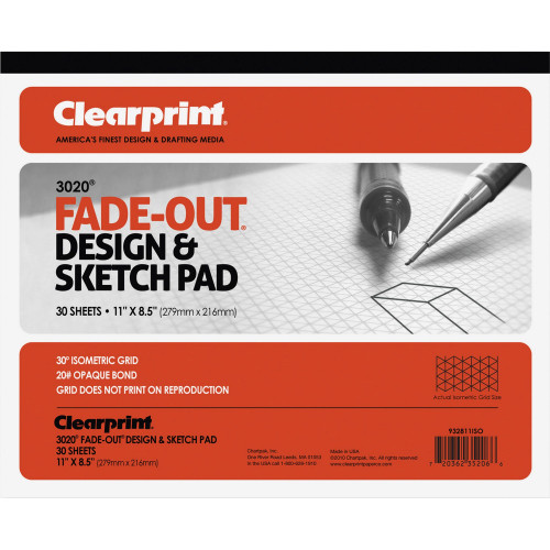 Clearprint 932811ISO Isometric Grid Paper Pad - Letter