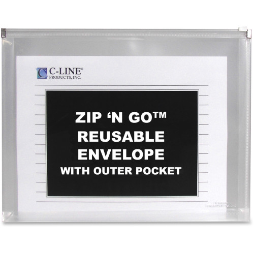 C-Line 48117 Zip 'N Go Reusable Envelope with Outer Pocket