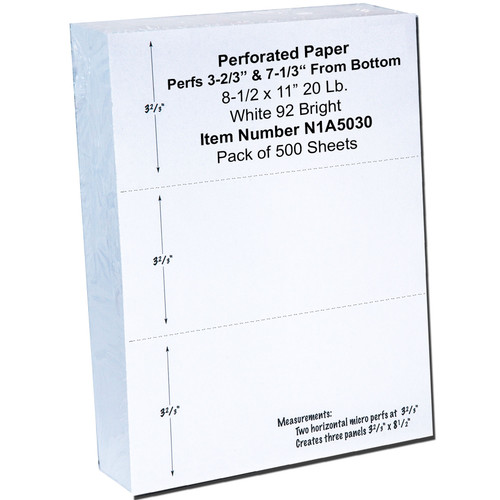 20lb Horizontal 8.5 x 11 Perforated Paper at 3 1/4