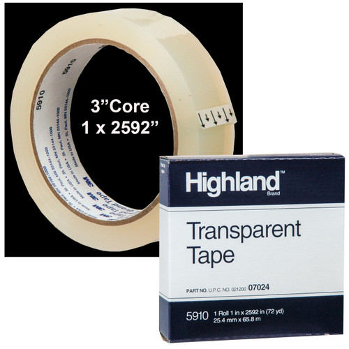 Scotch Transparent Tape, 1 Box, 1 in x 2592 in, (600)