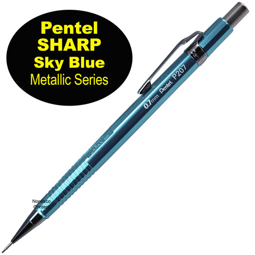 pentel-sharp-p207-p207ms-0.7mm-sky-blue-metallic-series-mechanical-pencil