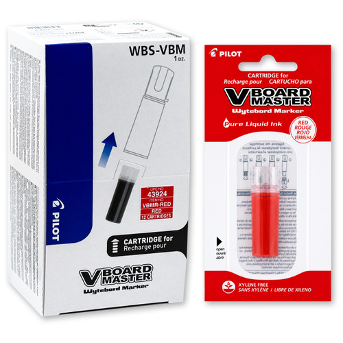 pilot-43924-v-board-master-refill-cartridge-vbmr-red-red-ink-box-of-12-refills