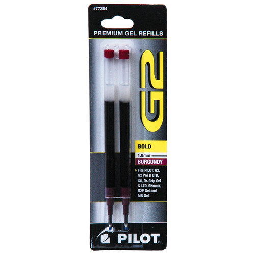 pilot-g2-refills-1.0-mm-bold-burgundy-gel-ink-77364-bg21rbrg-pack-of-2