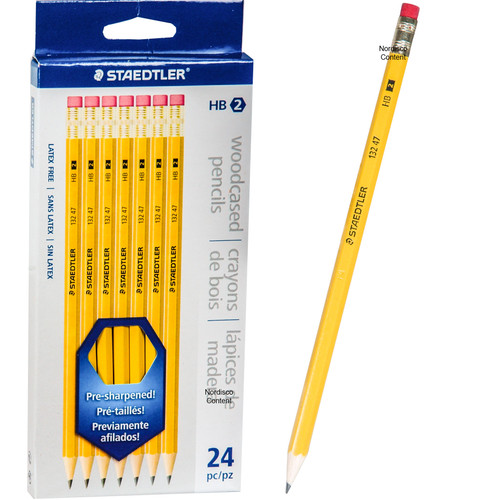 Staedtler 13247 HB #2 13247C24A6 Pre-Sharpened Pencils, Pack of 24
