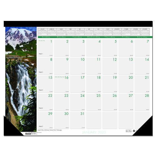 2023 171 HOD171 Earthscapes Waterfalls House of Doolittle Desk Pad Calendar, 22 x 17"