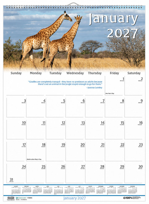 2027 Earthscapes Wildlife 373 HOD373 Wall Calendar 15-1/2 x 22"