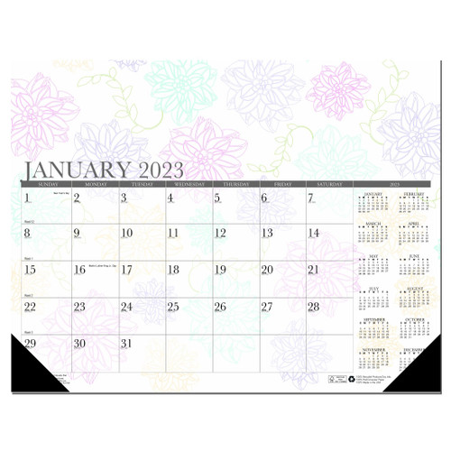2023 188 HOD188 House of Doolittle Whimsical Floral Doodle Pad Calendar, 22 x 17"