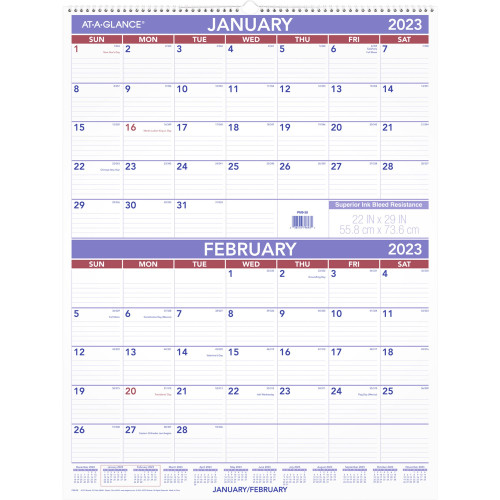 AT-A-GLANCE PM9-28 Two-Month Wall Calendar