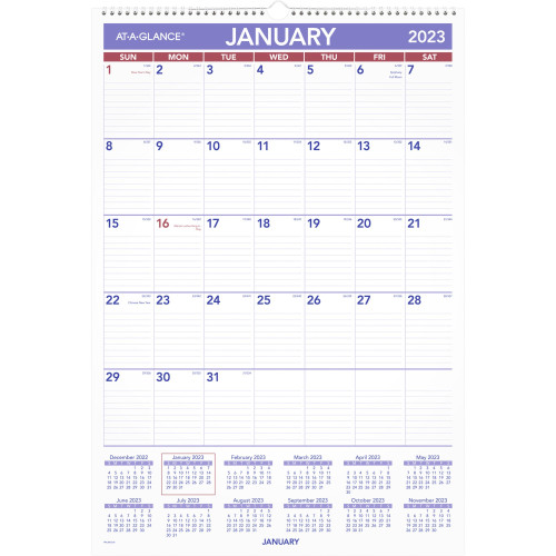 At-A-Glance PMLM03-28 Write-on/Wipe-off Laminated Monthly Wall Calendar