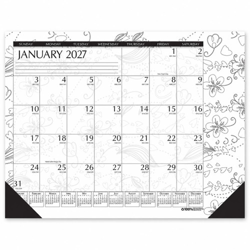 2027 House of Doolittle 1876 HOD1876 Doodle Coloring Desk Pad Calendar