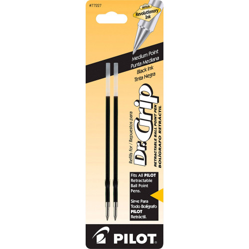 Pilot 77227 Black Ink 1.0mm Medium Retractable Ball Point Pen Refills, Pack of 2