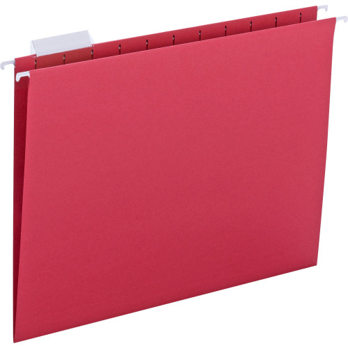 Smead C15HR 64067 Red Letter Size Hanging File Folders, 1/5 Cut Tabs, Box of 25