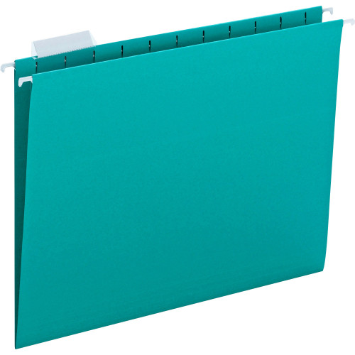 Smead C15HTL 64074 Teal Letter Size Hanging File Folders, 1/5 Cut Tabs, Box of 25