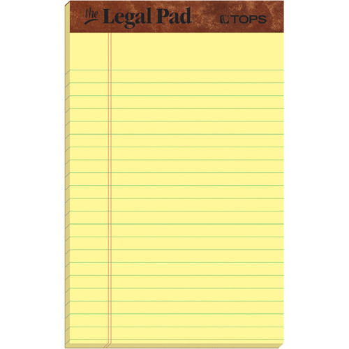 Tops 7501 Jr. Legal Pad, 5 x 8" Canary, Package of 1 Dozen