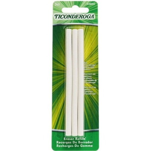 Ticonderoga X38003 Retractable Eraser Refills White 3/pkg