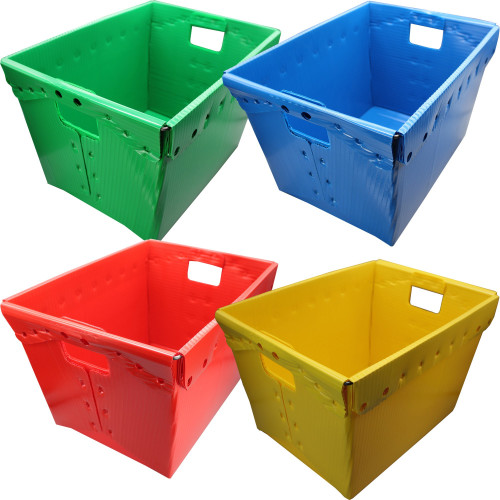 Flipside 40192 Primary Assorted Plastic Storage Postal Tote - 4 Pack