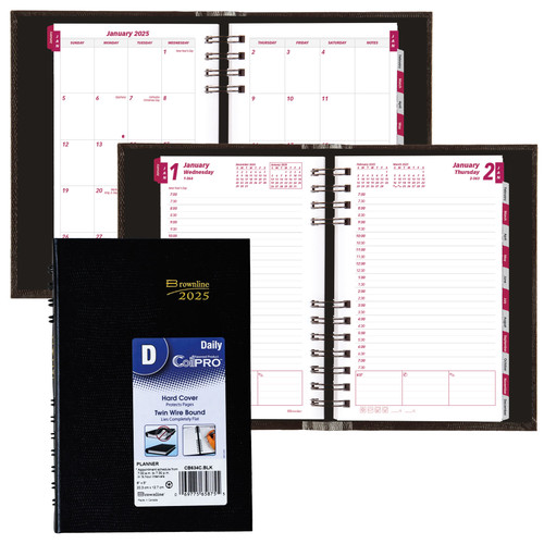 2025-brownline-cb634c.blk-coilpro-daily-appointment-book-hard-cover