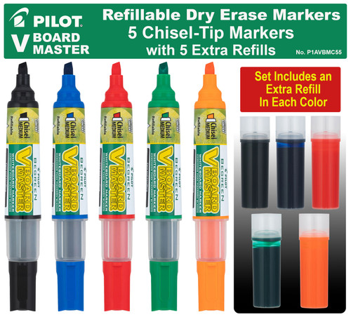 pilot-v-board-master-refillable-whiteboard-markers-with-refills-chisel-tip-P1AVBMC55