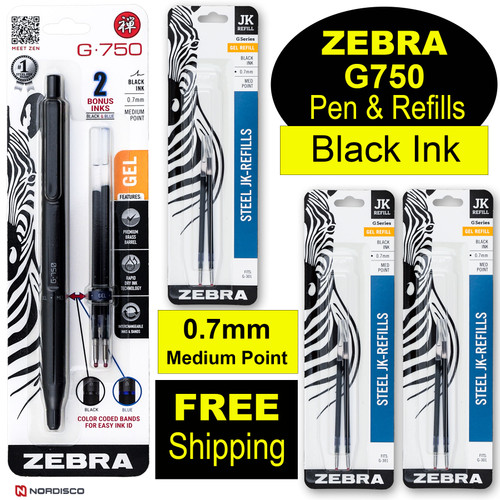 zebra-g750-gel-retractable-pen-49811-black-ink-with-refills-88112 zebra-g750-gel-retractable-pen-49811-black-ink-with-refills-88112