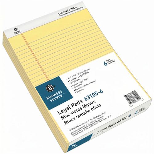 Business Source 63105 Yellow Legal Pads 12 Pads