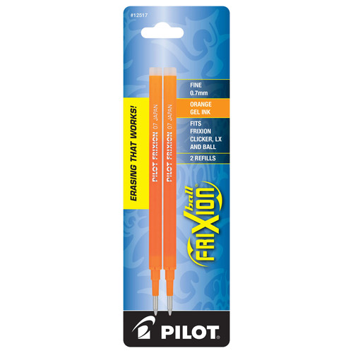 pilot-frixion-refills-12517-orange-erasable-gel-ink-0.7mm-fine-pack-of-2
