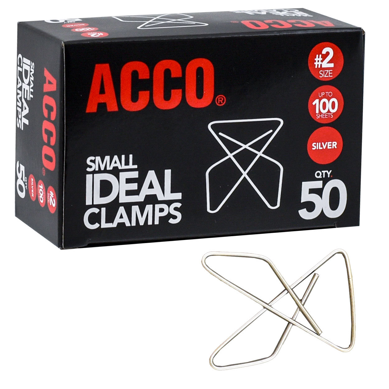 acco✩ ACCO 72620 Small Ideal Clamps, Size #2, Box of 50