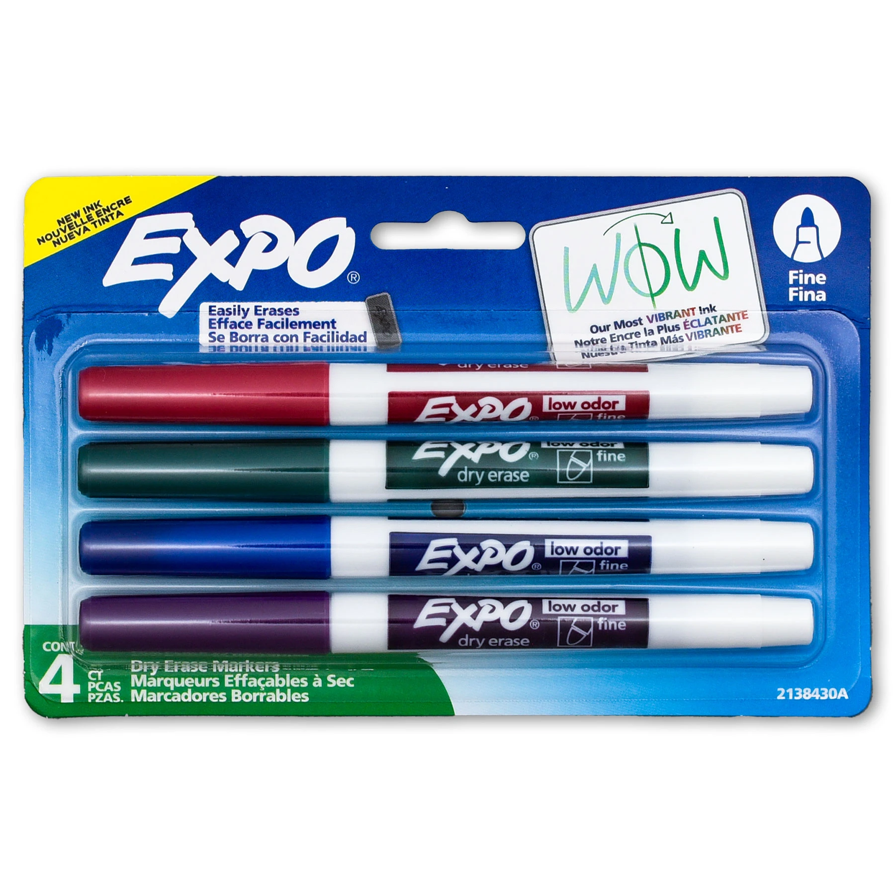 EXPO Fine Tip Dry Erase Markers 2138430A, 4-Color Set