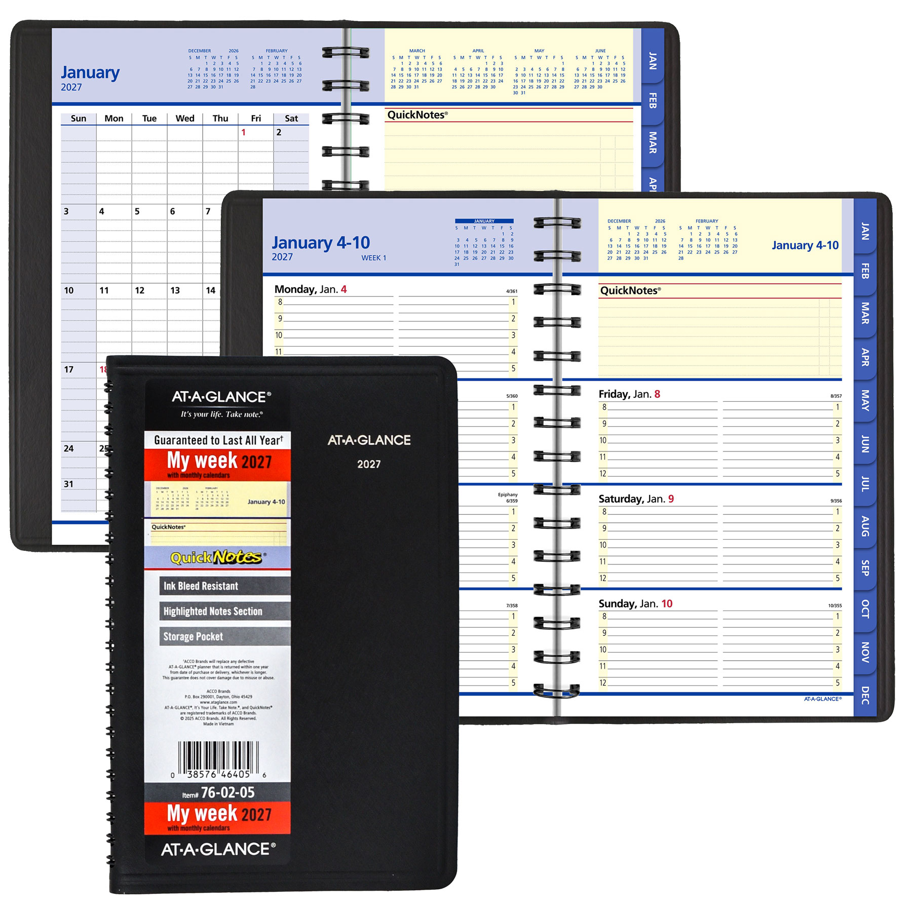 At-A-Glance 2027 76-02-05 QuickNotes Weekly Monthly Appt. Book