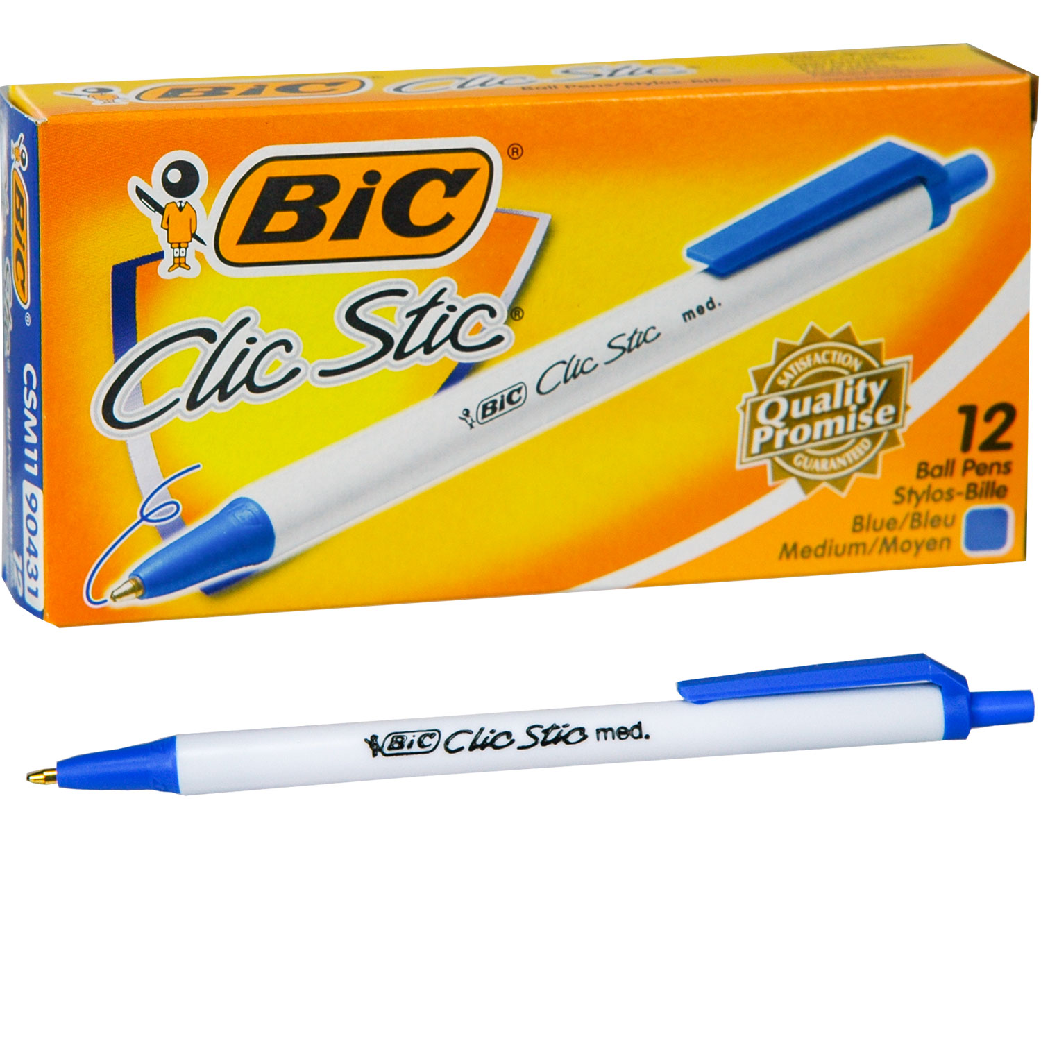 BIC CSM11 90431 Blue Clic Stic Retractable Pen, mm Medium