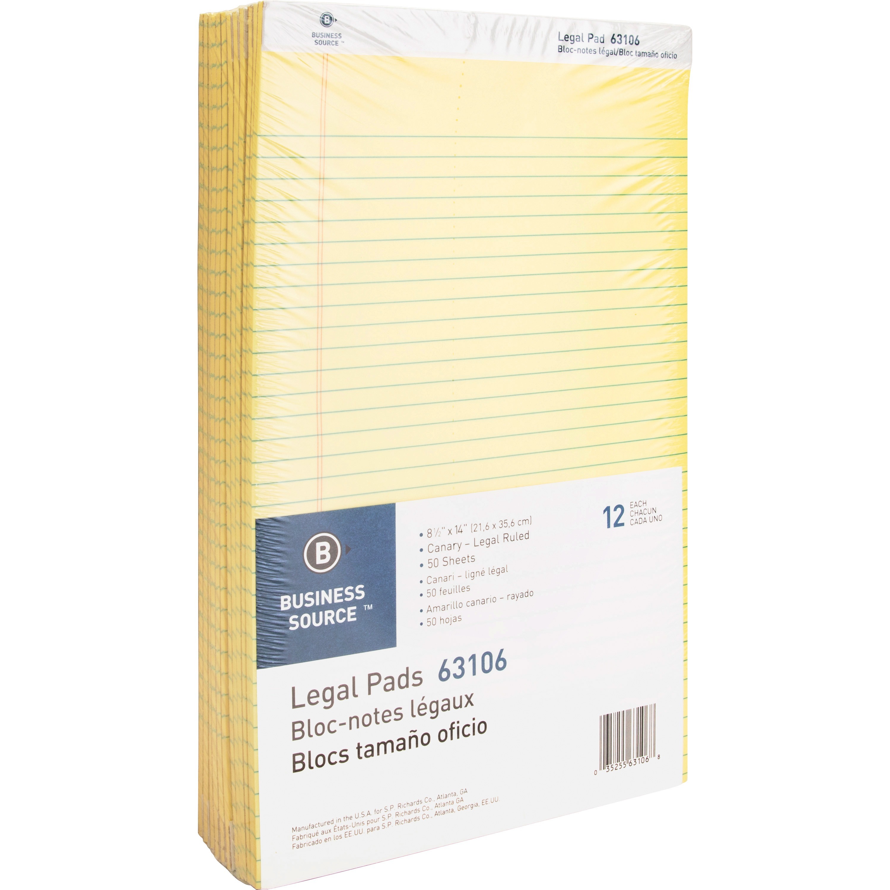 Business Source 63106 Yellow Legal Pads, 8.5 x 14