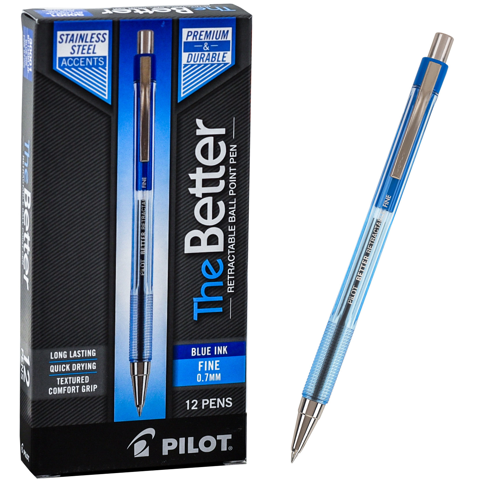 Pilot 30001 Better Retractable Fine 0.7mm Ballpoint Pen, Blue Ink
