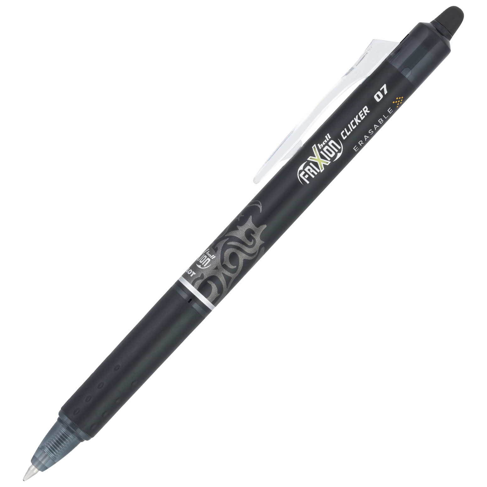Pilot FriXion Clicker 07 Erasable Pen 31450, Black Gel Ink, 0.7mm