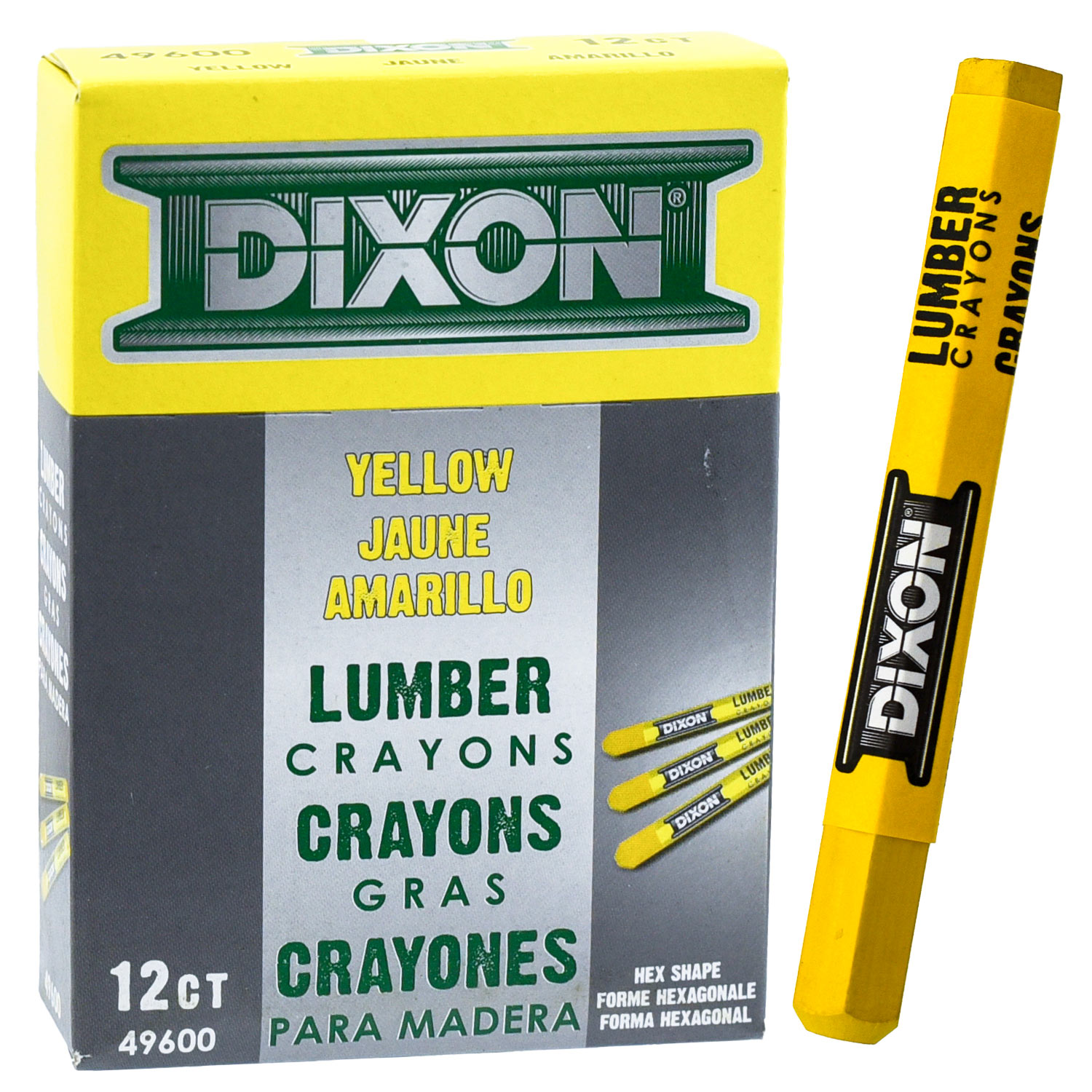 レモンイエロー Dixon Lumber Crayons 49600 Yellow, Hex Shape, 4-1/2 x 1/2