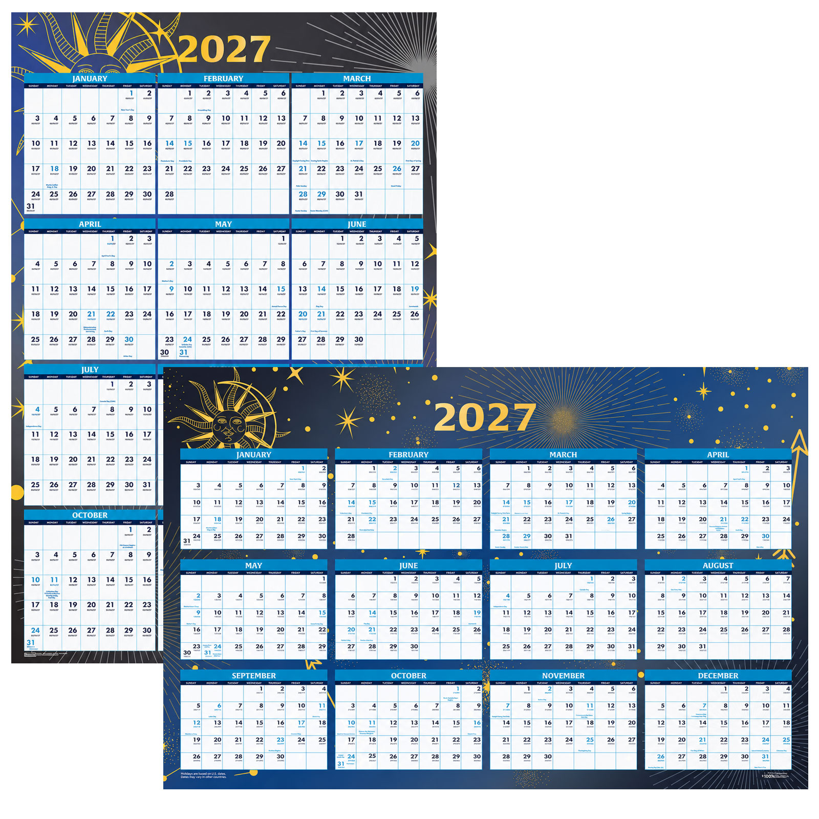 2027 3971 HOD3971 Stargazer Dry Erase Wall Calendar