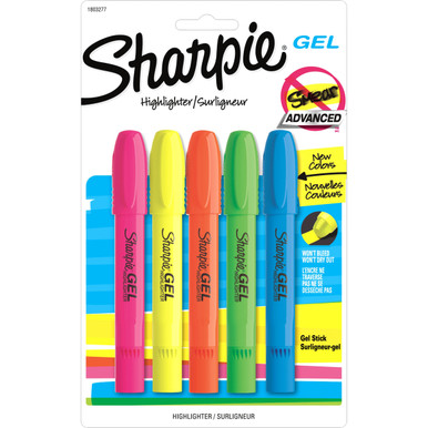 Sharpie Gel Highlighter Assorted Colors 5 per