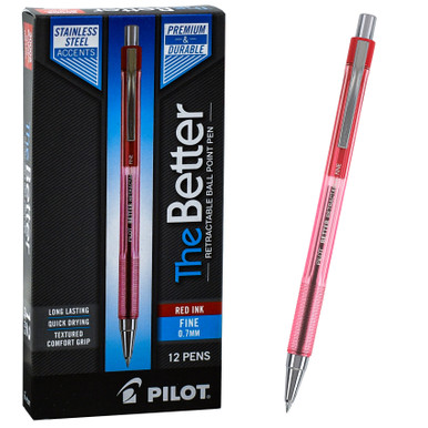 Pilot 30002 Better Retractable Fine 0.7mm Ballpoint Pen, Red Ink, Box ...